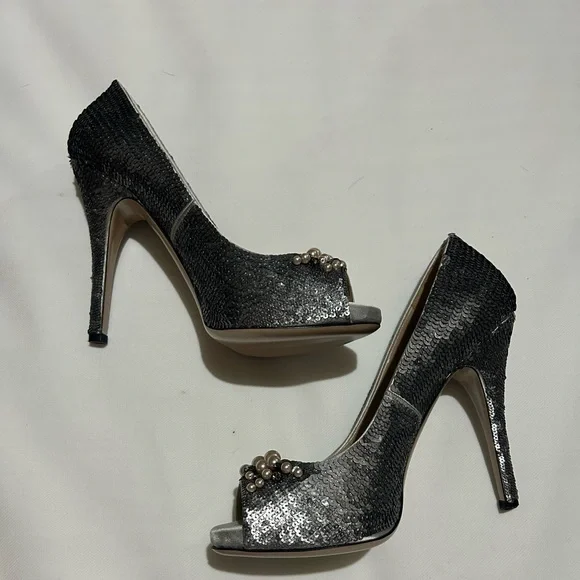 Valentino garavani sequin peep to pumps - Picture 8 of 16